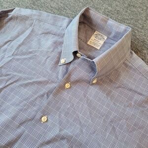 Brooks Brothers Dress Shirt Men's 15.5 32 Regent Blue Glen Check Plaid OCBD
